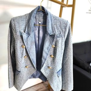 Denim Geometric Blazer